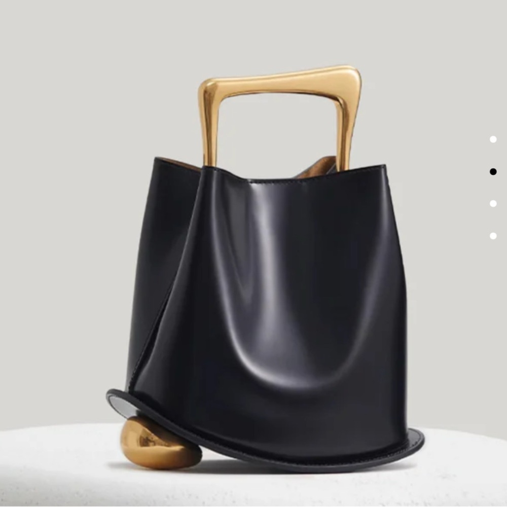 Culbia Ozzy black leather bag with gold handle